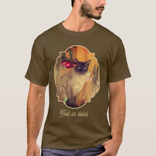 T-shirt Siamese Cat Posing With Flowers Personalized (Devant)