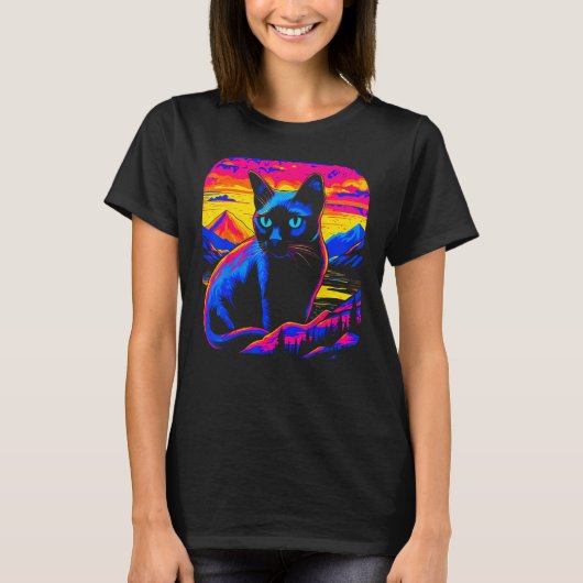 T-shirt Siamese Cat Sunset (Devant)