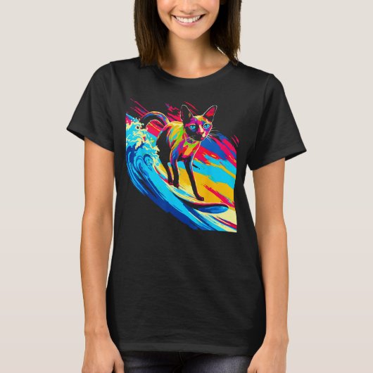 T-shirt Siamese Cat Surf (Devant)