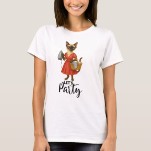 T-shirt Siamese Chat House Femme Faisons la fête