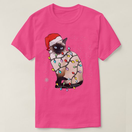 T-shirt Siamese Chat Noël Lumières Noël Amoureux des chats (Design devant)