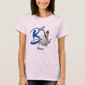 T-shirt Siamese Papillon de chat Monogramme initial B Nom (Devant)