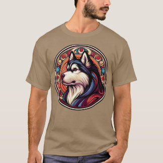 T-shirt Siberian Husky Art Nouveau Husky Owners Gift