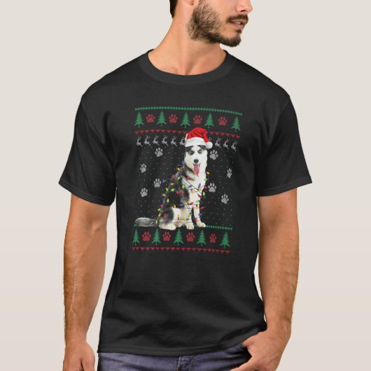 T-shirt Siberian Husky Christmas Ugly Sweater  Dog  Xmas (Devant)
