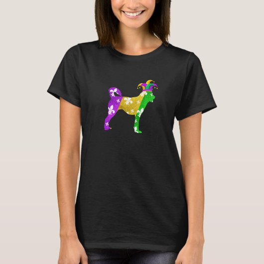 T-shirt Siberian Husky Dog Mardi Gras Carnivals Funny Pupp (Devant)