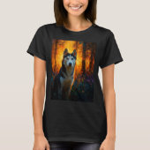 T-shirt Siberian Husky in the Forest (Devant)