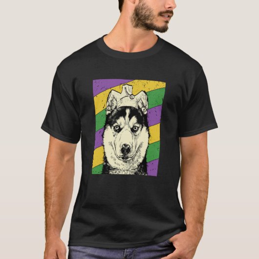 T-shirt Siberian Husky Jester Mardi Gras Dog Mom or Dad (Devant)