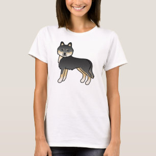 T-shirt Siberian Husky noir et feu Chien de dessin animé m