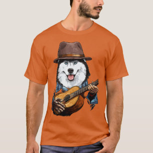 T-shirt Siberian Husky Playing Guitar Husky Dog Lover Guit