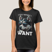 T-shirt Siberian husky with sunglasses and a  saying (Devant)