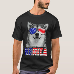 T-shirt Sibérie Husky 4 juillet Merica États-Unis Drapeau