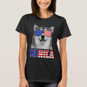 T-shirt Sibérie Husky 4 juillet Merica États-Unis Drapeau 