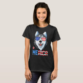 T-shirt Sibérie Husky 4 juillet Merica Hommes Femmes Améri (Devant entier)