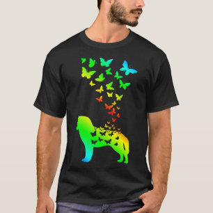 T-shirt Sibérie Husky Arc-en-ciel Papillon Sibérien Husky
