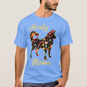 T-shirt Sibérie Husky Automne Motif Citrouille Automne Feu