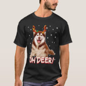 T-shirt Sibérie Husky Oh Deer Drôle Chien Noël (Devant)