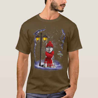 T-shirt Sibérie Husky Père Noël neige Noël clair hiver P
