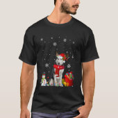T-shirt Sibérie Husky sapin de Noël éclaire Chien Chien Ch (Devant)