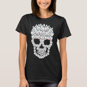 T-shirt Sibérie Husky Skull Dog Skeleton Halloween Esse