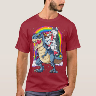 T-shirt Sibérie Husky Unicorn Dinosaur T rex Funny