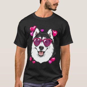 T-shirt Sibérie Husky Valentines Day Chemise Coeur Chien A