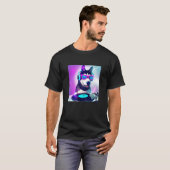 T-shirt Sibérie husky Vaporwave DJ Chien esthétique Garçon (Devant entier)