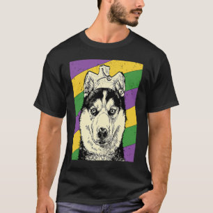 T-shirt Sibérien Husky Jester Mardi Gras Chien Maman ou Pa