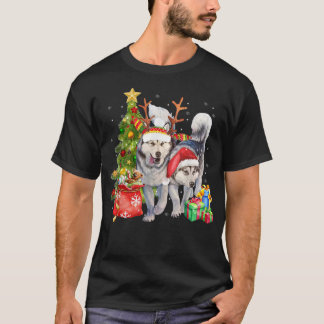 T-shirt Sibérien Husky Santa Hat Drôle Noël Noël Noël Noël