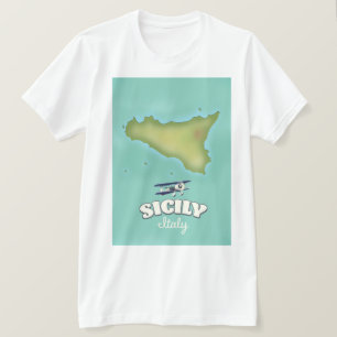 T-shirt Sicile Italie Carte de style vintage