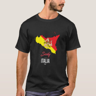 T-shirt Sicile Signe J'aime Sicile, Sicile Italie Illustra