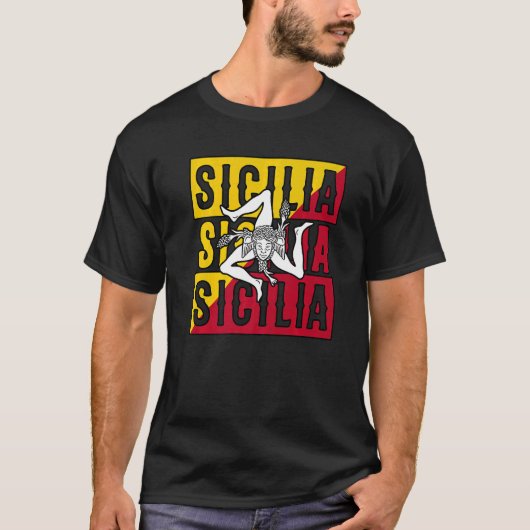 T-shirt Sicilia Flag Sicily Palermo Italy (Devant)