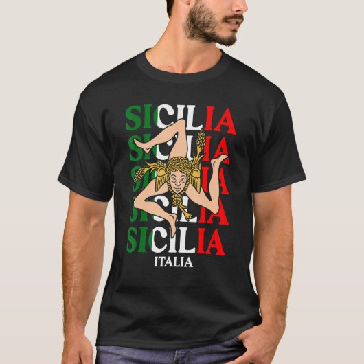 T-shirt Sicilia Flag Sicily Palermo Italy 22 (Devant)