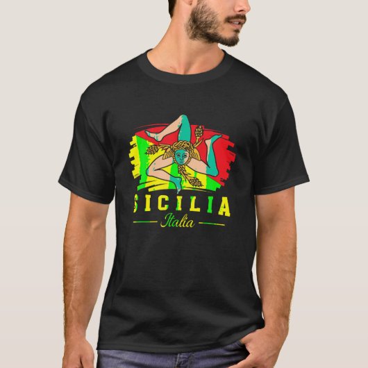 T-shirt Sicilia Italia Drapeau De Sicile Fier Italien Sici (Devant)