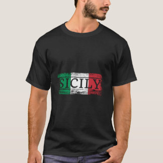 T-shirt Sicilian Italian Italy Flag I Sicily Vacation Trav