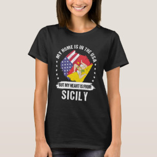T-shirt Sicilienne Patriot Américain Cultivé Fier Mon coeu