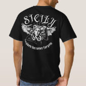 T-shirt Sicily Forgives but Never Forgets Gothic Trinacria (Dos)