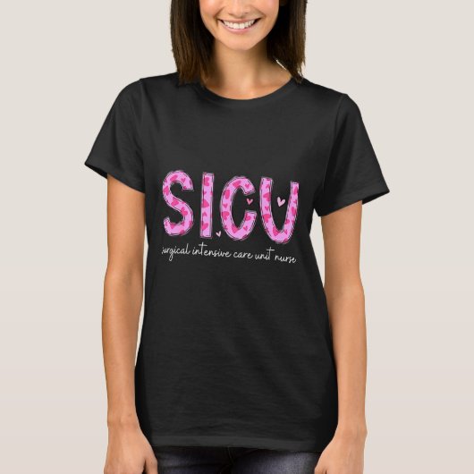 T-shirt Sicu Nurse Heart Valentines Day Surgical Intensive (Devant)