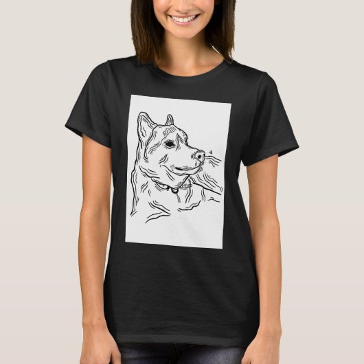 T-shirt Side Husky Illustration Animal Art Long (Devant)