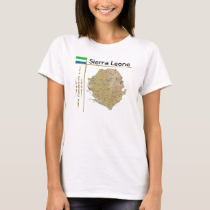 T-Shirt Sierra Leone Carte + Drapeau + Titre