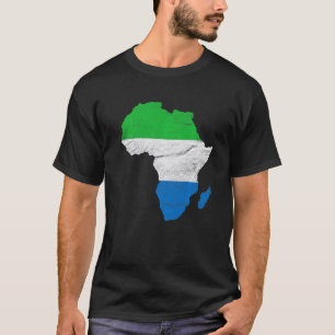 T-shirt Sierra Leone Drapeau Afrique Continent Silhouette 