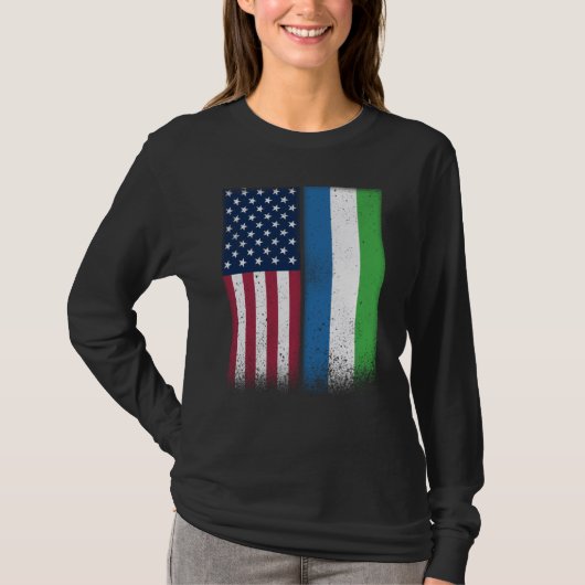 T-shirt Sierra Leone Sierra Leonean American Flags Proud U (Devant)