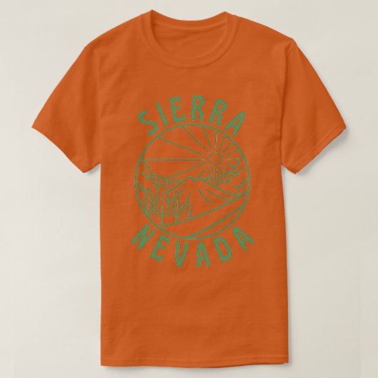 T-shirt Sierra Nevada Mountain Range California Green (Design devant)