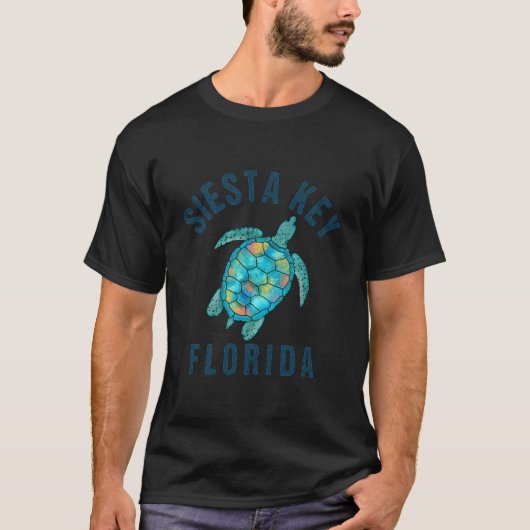 T-shirt Siesta Key Fl Beach Sea Turtle Illustration (Devant)
