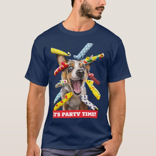 T-shirt Sifflets de fête pour chien heureux (Devant)