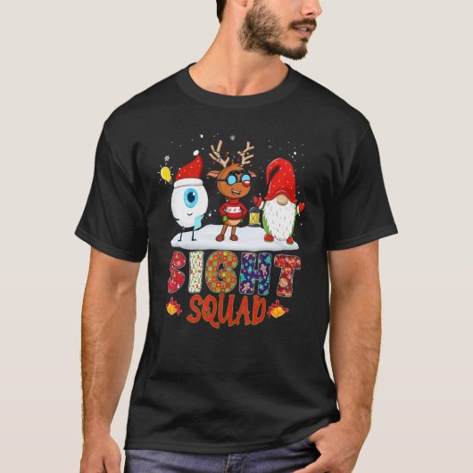 T-shirt Sight Squad Gnome Reindeer Santa Christmas Optomet (Devant)