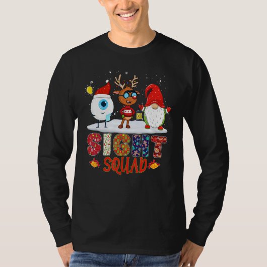 T-shirt Sight Squad Gnome Reindeer Santa Christmas Optomet (Devant)