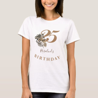 T-shirt Signature personnalisée Nom Gold Floral Anniversai