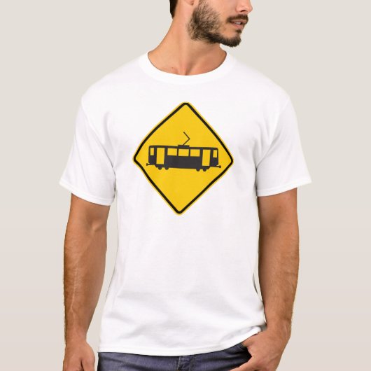 T-shirt Signe d'avertissement de route de tramway (Devant)