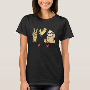 T-shirt Signe de la main Paix Amour Paresseux Cœur Drôle P