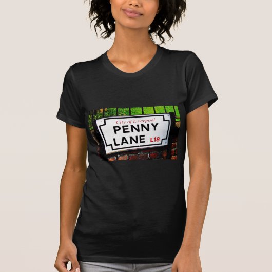 T-shirt signe de Liverpool Angleterre de ruelle de penny (Devant)